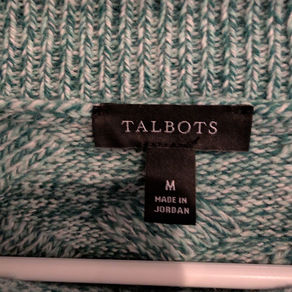 Talbots Basketweave Split Neck Sweater - Marled S… - image 2